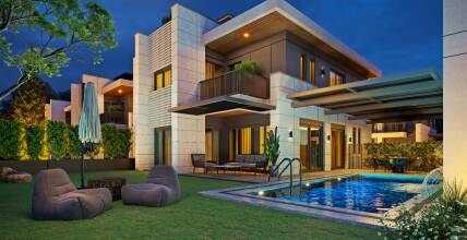 Villas with stylish design in a complex in Antalya